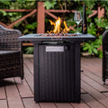28inch Wicker Rattan Propane Fire Pit Table with Lid 50,000BTU H76032