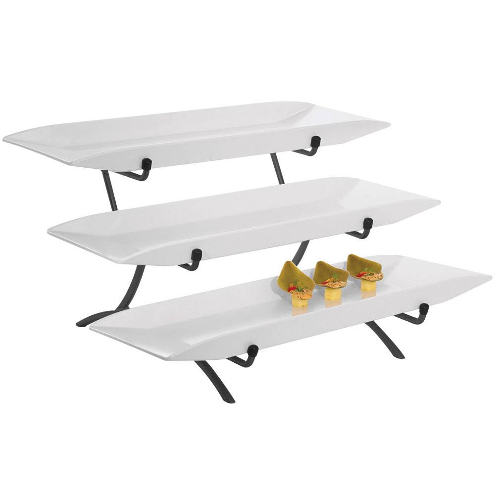 3 Tier Long Platter Display Black Y908