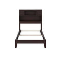 Twin XL Espresso Solid Wood Panel Bed with Bookcase V51411