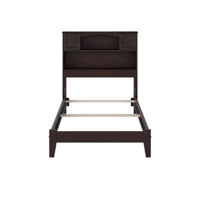 Twin XL Espresso Solid Wood Panel Bed with Bookcase V51411