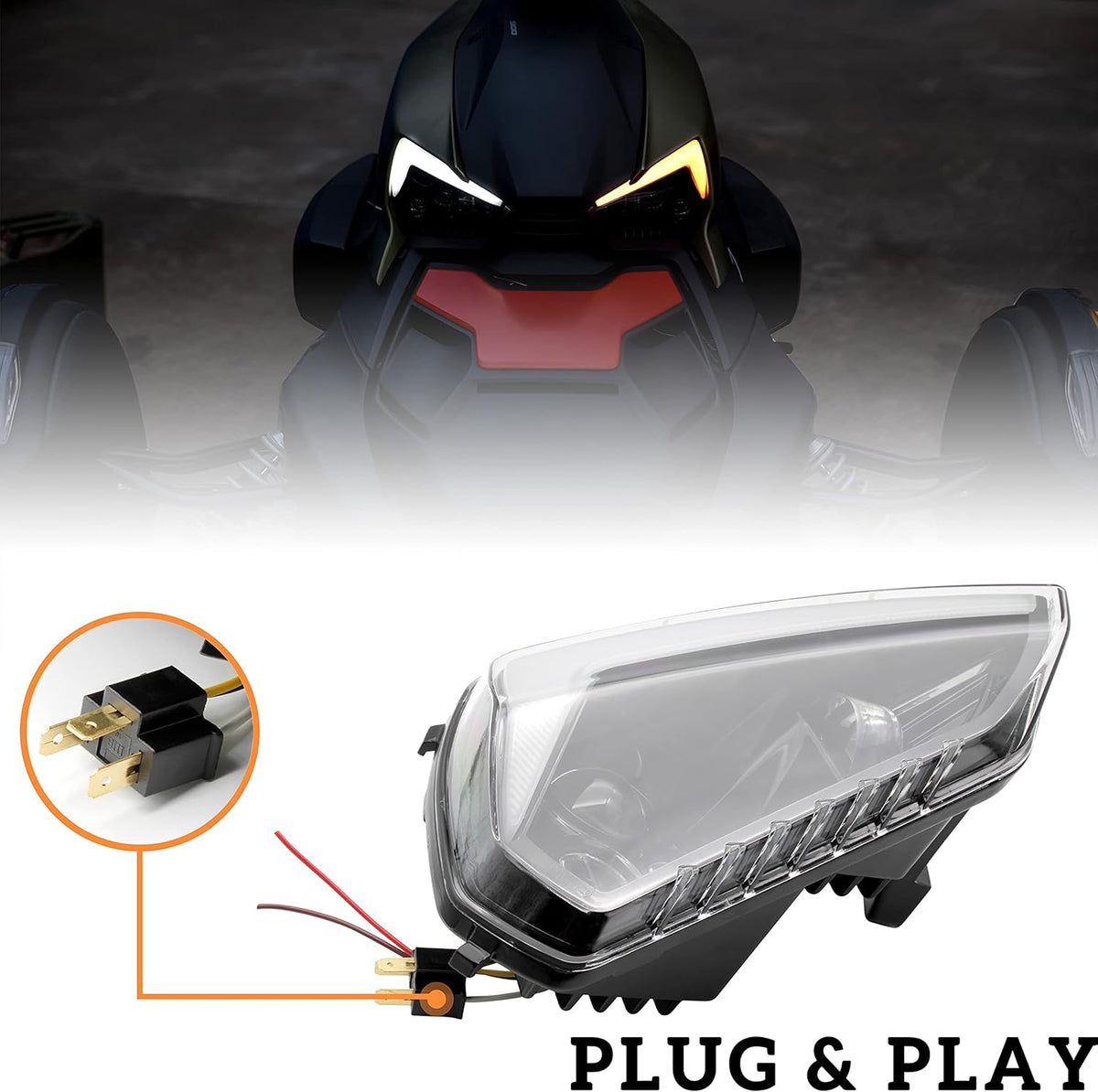 2PCS LED Headlights Assembly with High-Low Beams DRL Turn Signal Light T9031