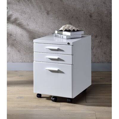 3-Drawer Mobile Vertical Filing Cabinet White E500979