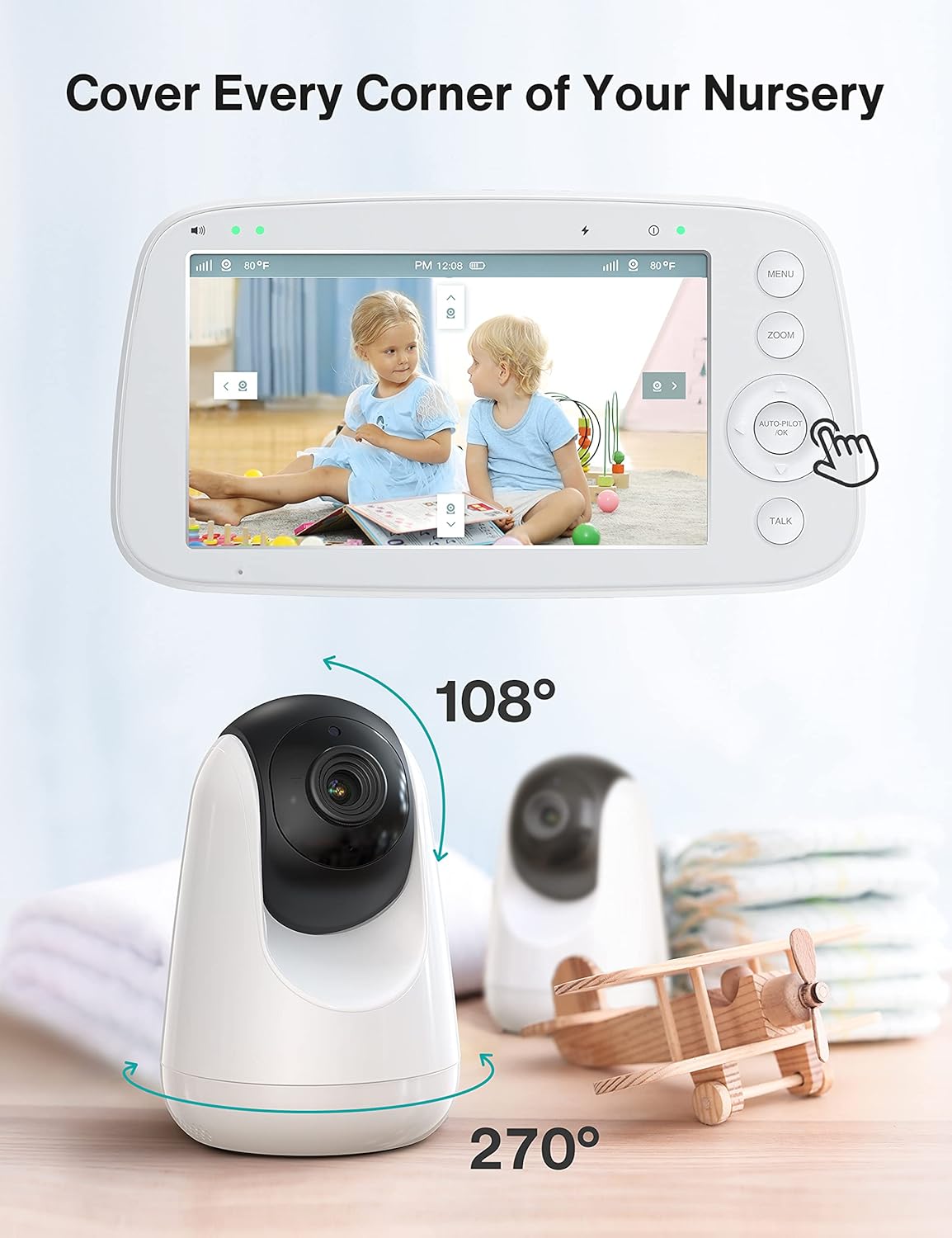 720P Video Baby Monitor with 2 Cameras G72994
