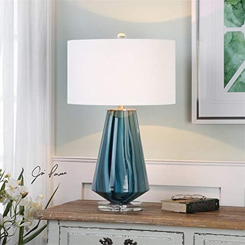 Teal Gray Glass Table Lamp D25499