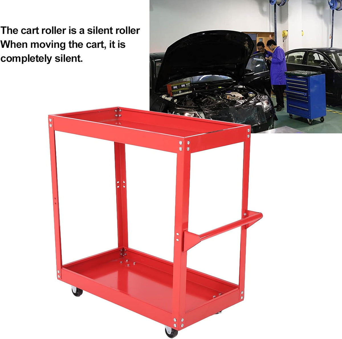 Utility Cart 2-Tray Rolling Storage Trolley X17657