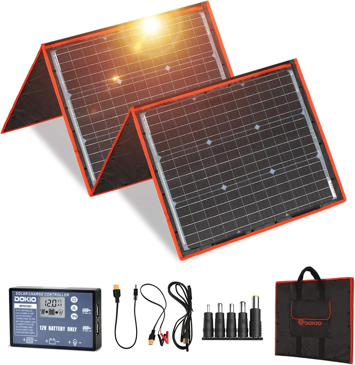 160 Watt 18 Volts Portable Solar Panel Kit Monocrystalline 2 USB Outputs F649118