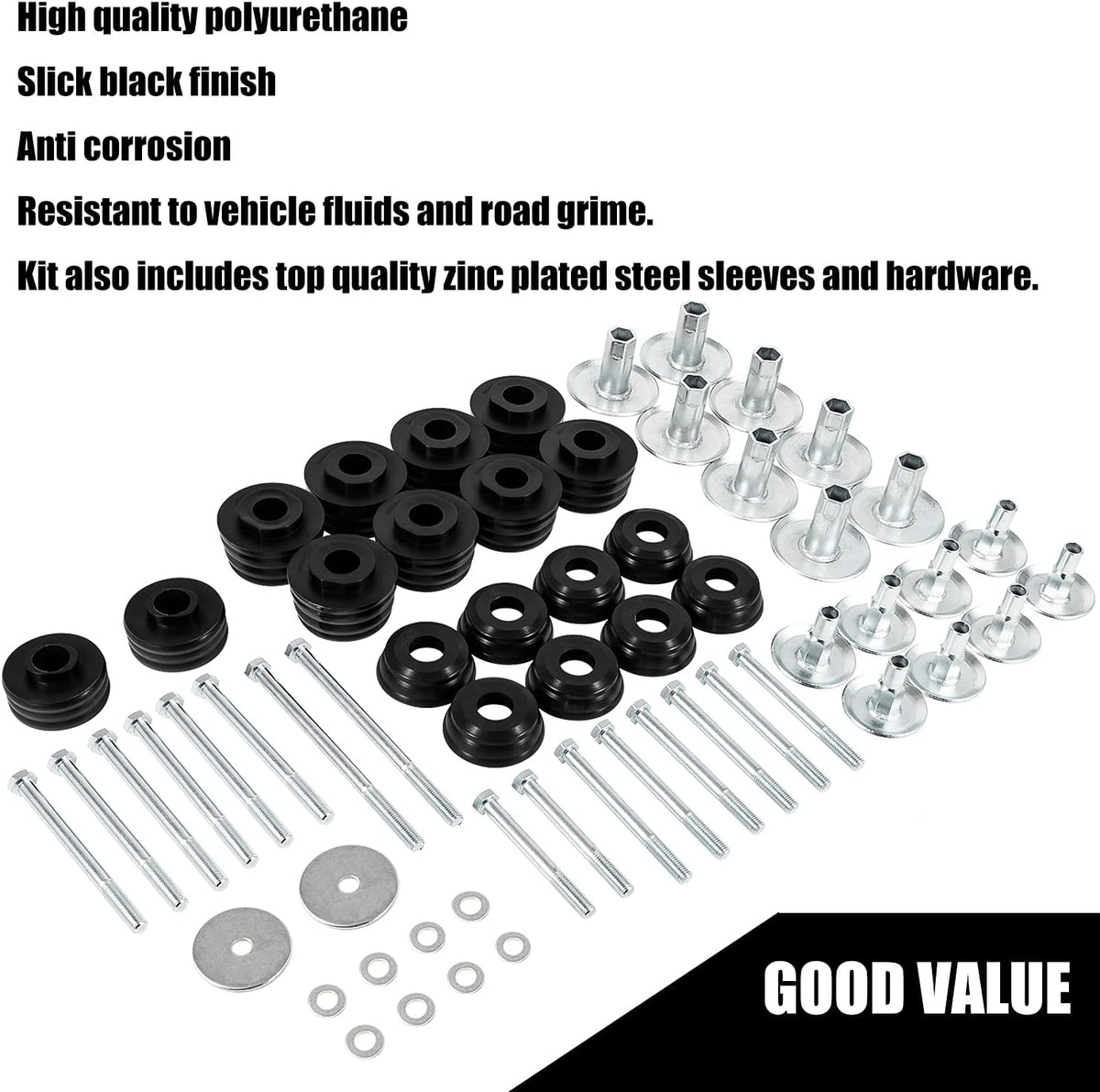 Ford Body Mount Bushing Kit with Steel Sleeves & Hardware H28566