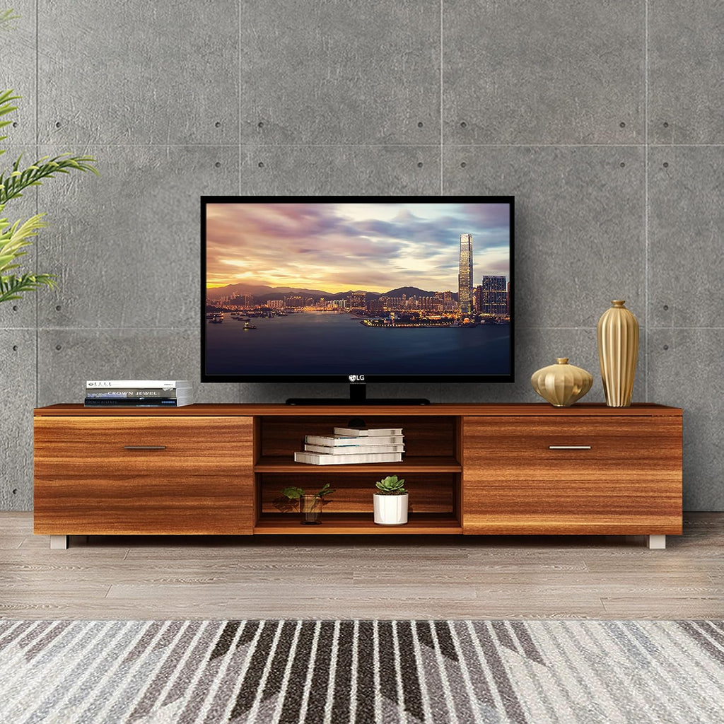 White and Black TV Stand with LED Lights and Storage Cabinet Y344