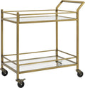 Gold and Glass Rolling Bar Cart S536964