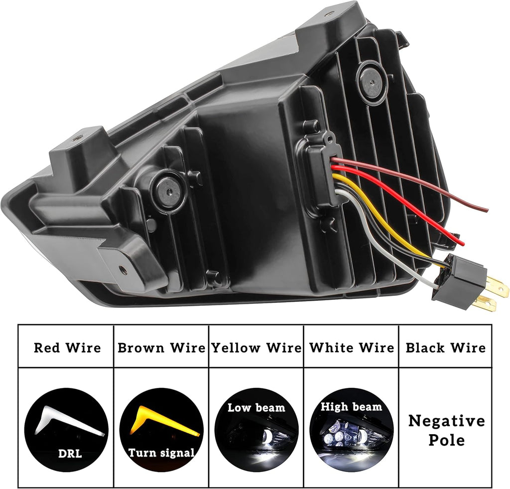 2PCS LED Headlights Assembly with High-Low Beams DRL Turn Signal Light T9031