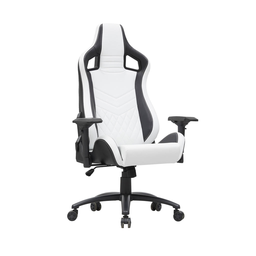 White Vegan Leather Reclining Gaming Chair O8602