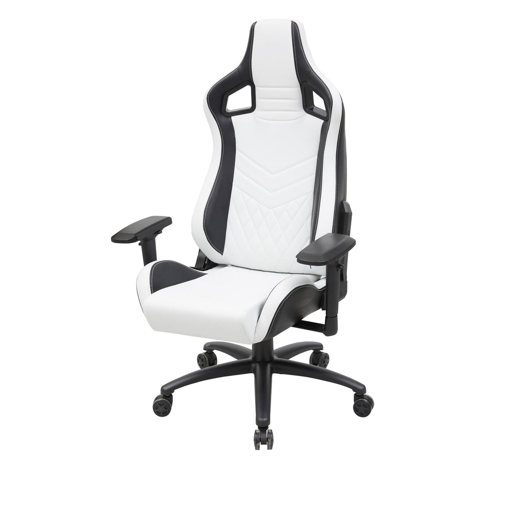 White Vegan Leather Reclining Gaming Chair O8602