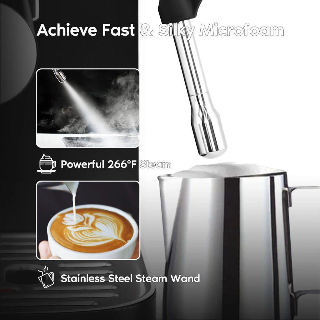 20 Bar Espresso Machine with Steam Wand, 49 oz Water Tank W848578
