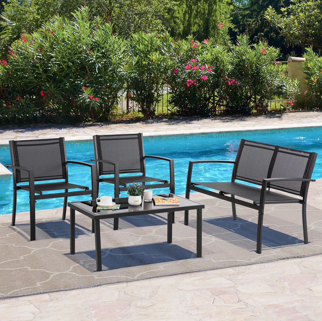 4 Pieces Textilene Patio Furniture Set H80391