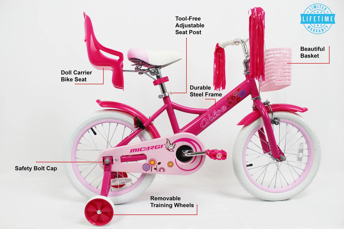 16 inch Kids Bike with Basket and Training Wheels M990