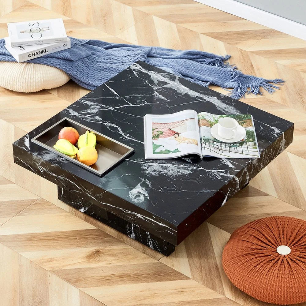 MDF Coffee Table with Black Patterns 31.4" I890786