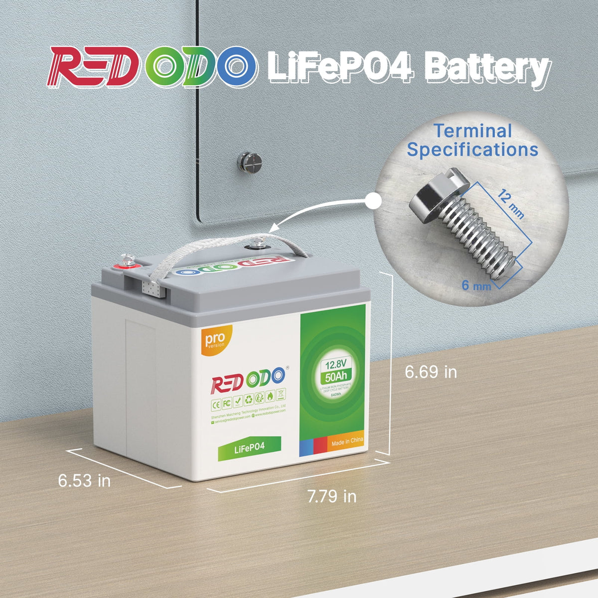 12V 50Ah LiFePO4 Lithium Battery V806