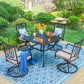 5-Piece Outdoor Patio Dining Set Swivel Cushioned Chairs Steel Frame Y706746