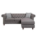 Brown Linen L-Shaped Sofa & Chaise E6992