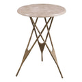 Antique Brass Accent Table with Beige Marble Top P430