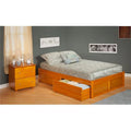 Queen Size Flat Panel Foot Board Bed with Drawers Antique Walnut Finish Y97080