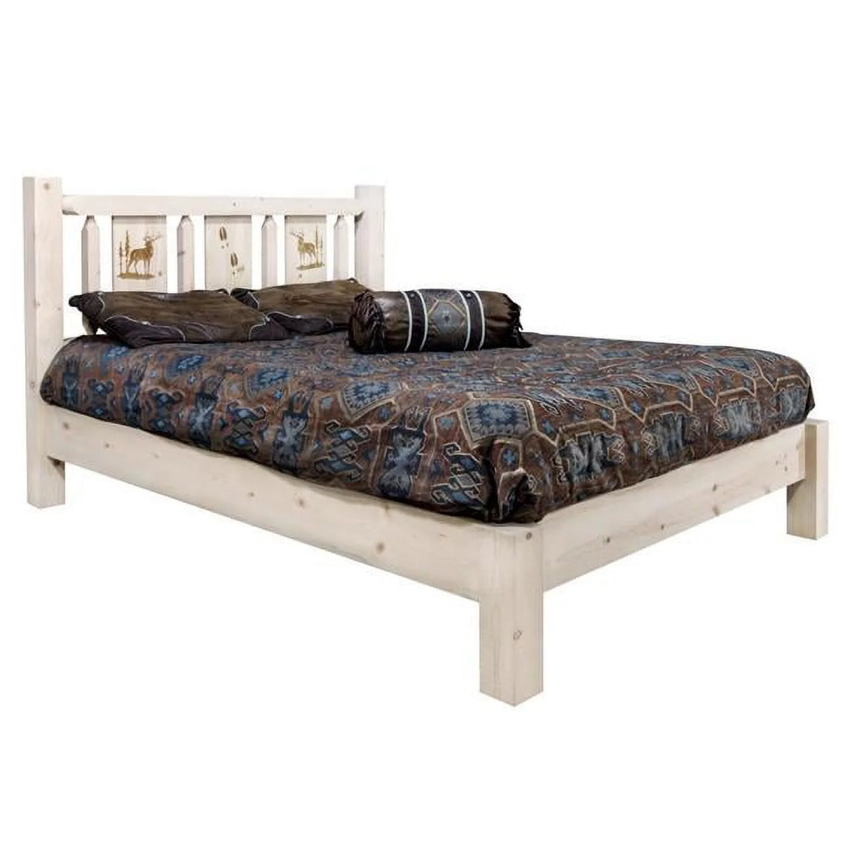 Full Size Platform Bed with Elk Design F9056