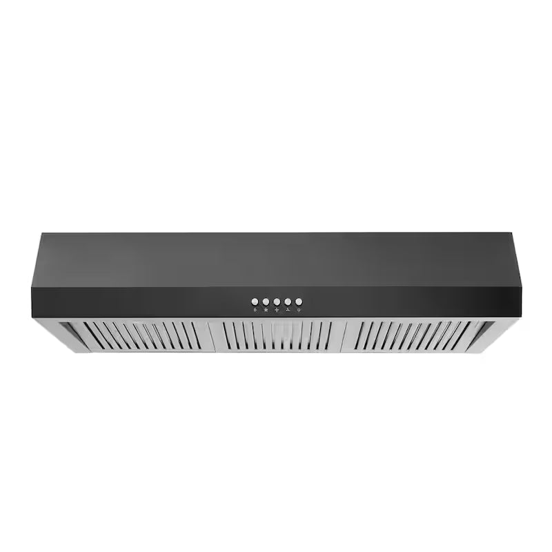 36 in. W Convertible Under Cabinet Range Hood in Black with LED Lighting and Charcoal Filter L967