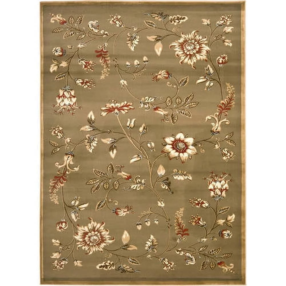 Green Multi Floral Border Area Rug 6'7" x 9'6" T858824