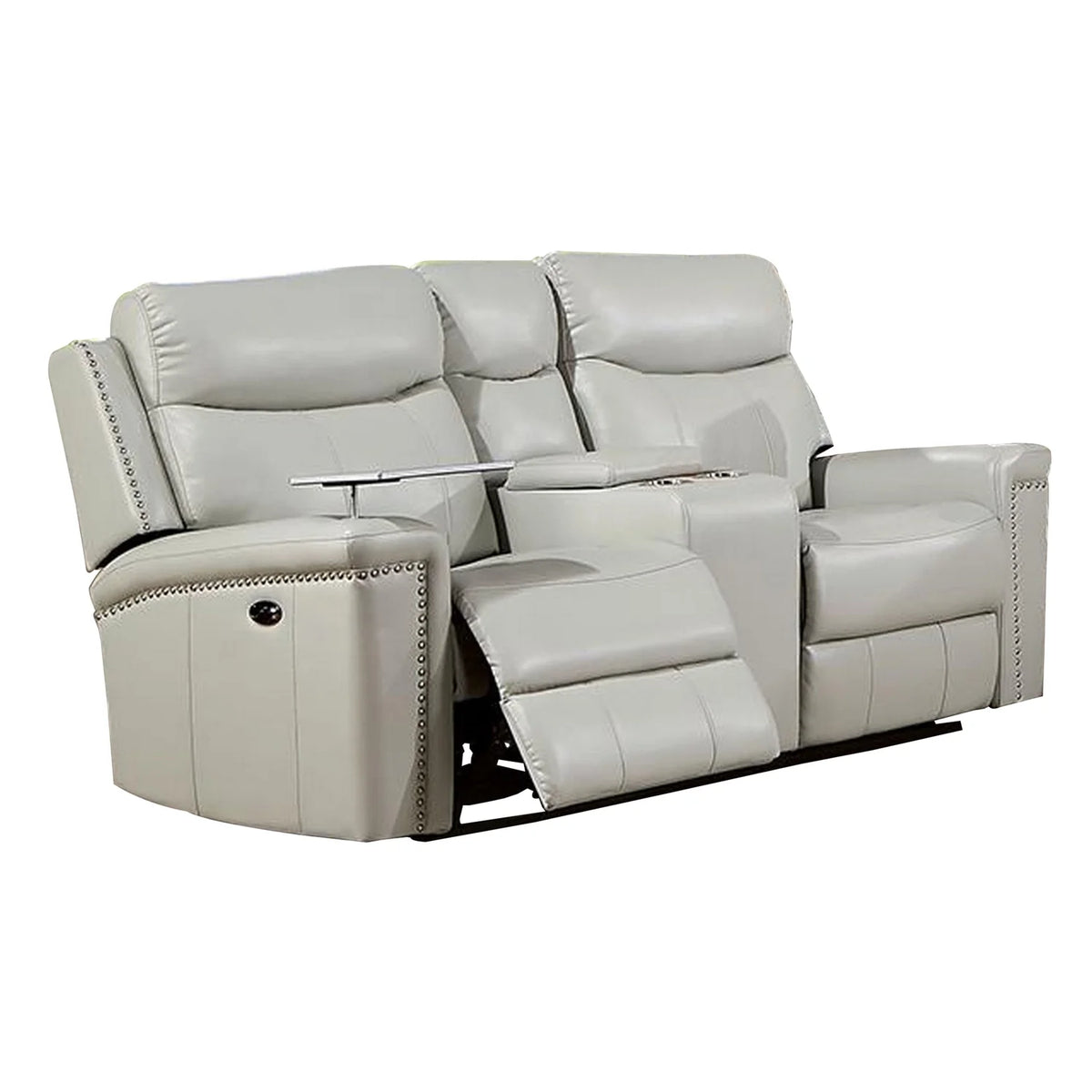 Light Gray Faux Leather Recliner Loveseat U169438