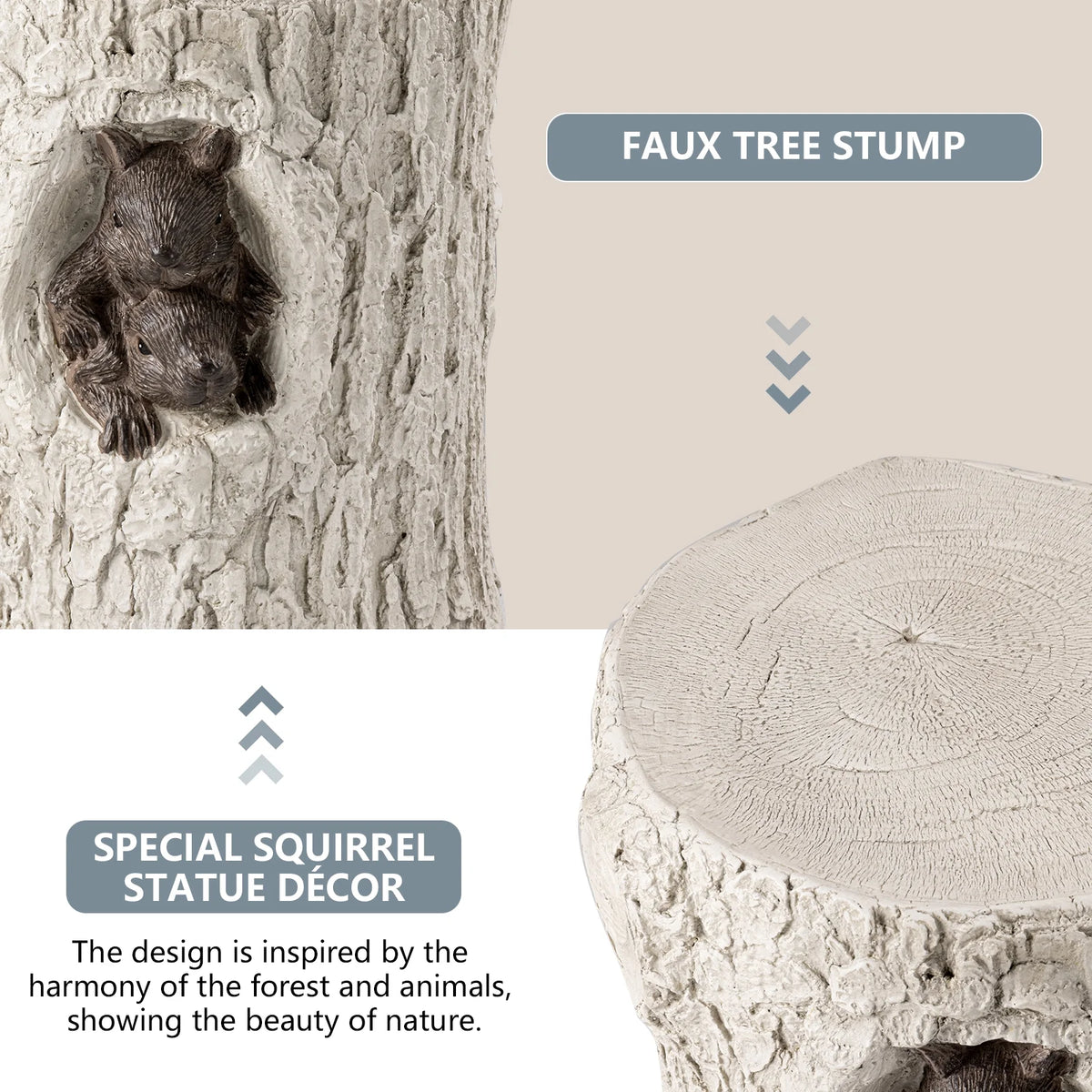 Hand-Painted Wood Stump Stool L91292