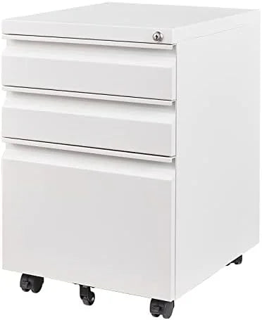 Black 3-Drawer Mobile File Cabinet with Lock V206