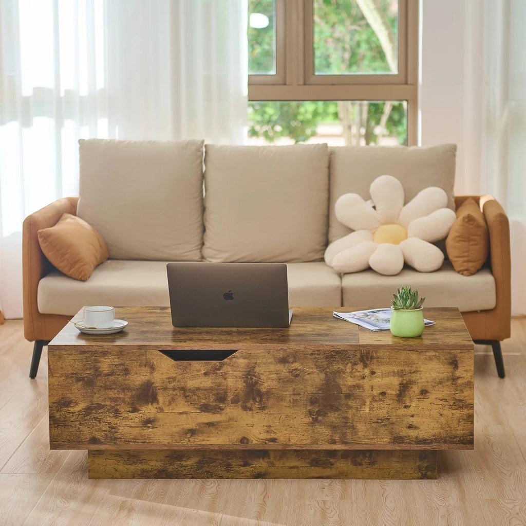 Rectangle Coffee Table with Lift Tabletop & Storage Walnut Finish F5537