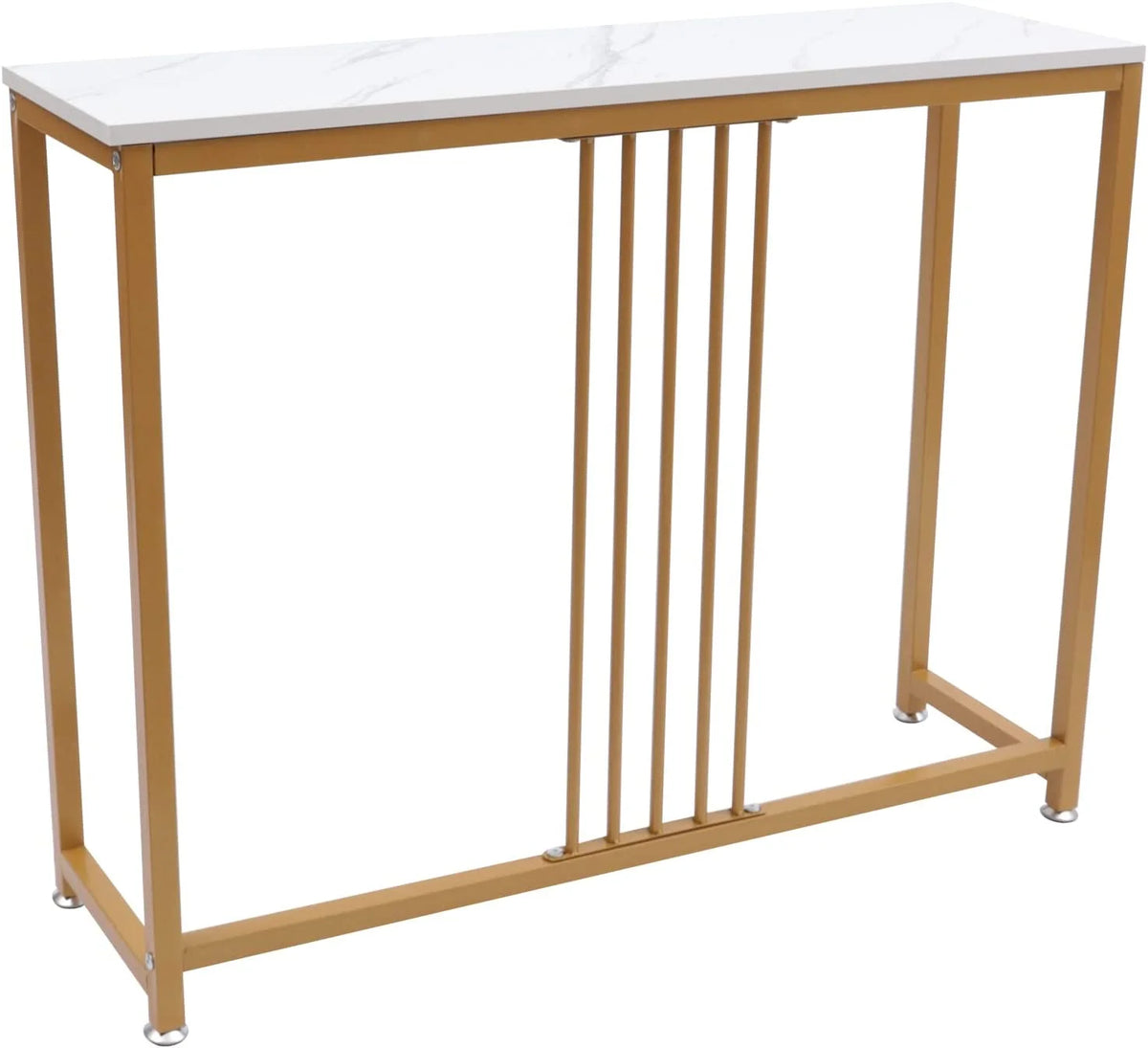 Gold and White Metal Wood Skinny Console Table Y1583