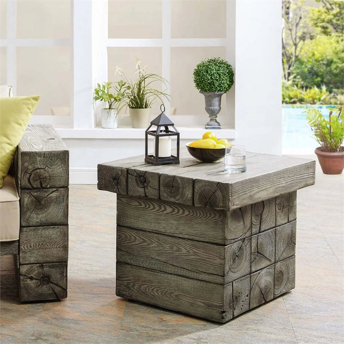 Light Gray Outdoor Side Table Set of 2 F2293