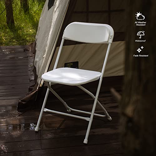 10 Pack White Plastic Folding Chair with Steel Frame I6540