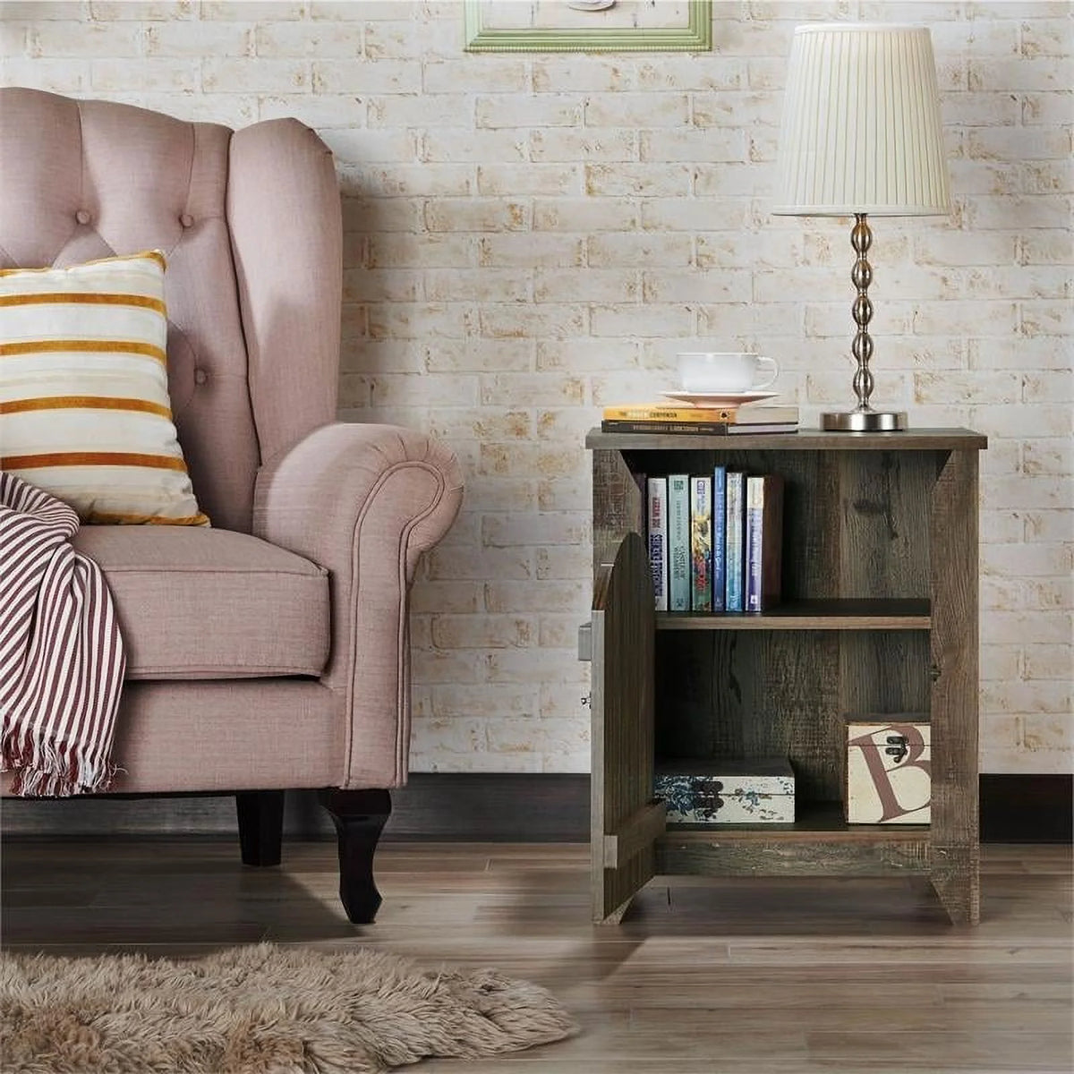 Oak Wood Storage Coffee Table and End Table Set B958