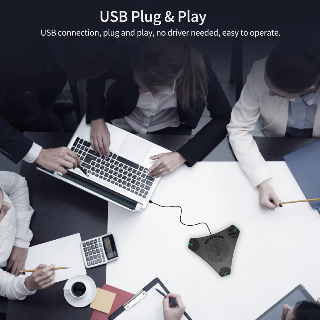 USB Speakerphone Conference Microphone Omnidirectional Computer Mic with Mute Key D3059