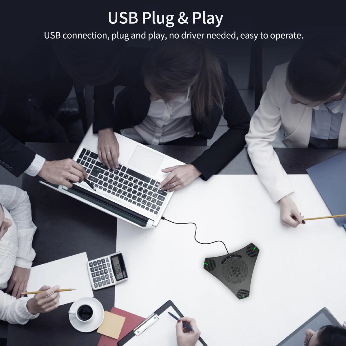 USB Speakerphone Conference Microphone Omnidirectional Computer Mic with Mute Key D3059