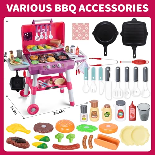 Kids BBQ Grill Playset with Smoke Sound Light L418
