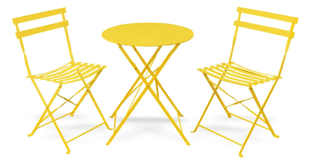 Yellow 3 Piece Bistro Folding Furniture Set Q514