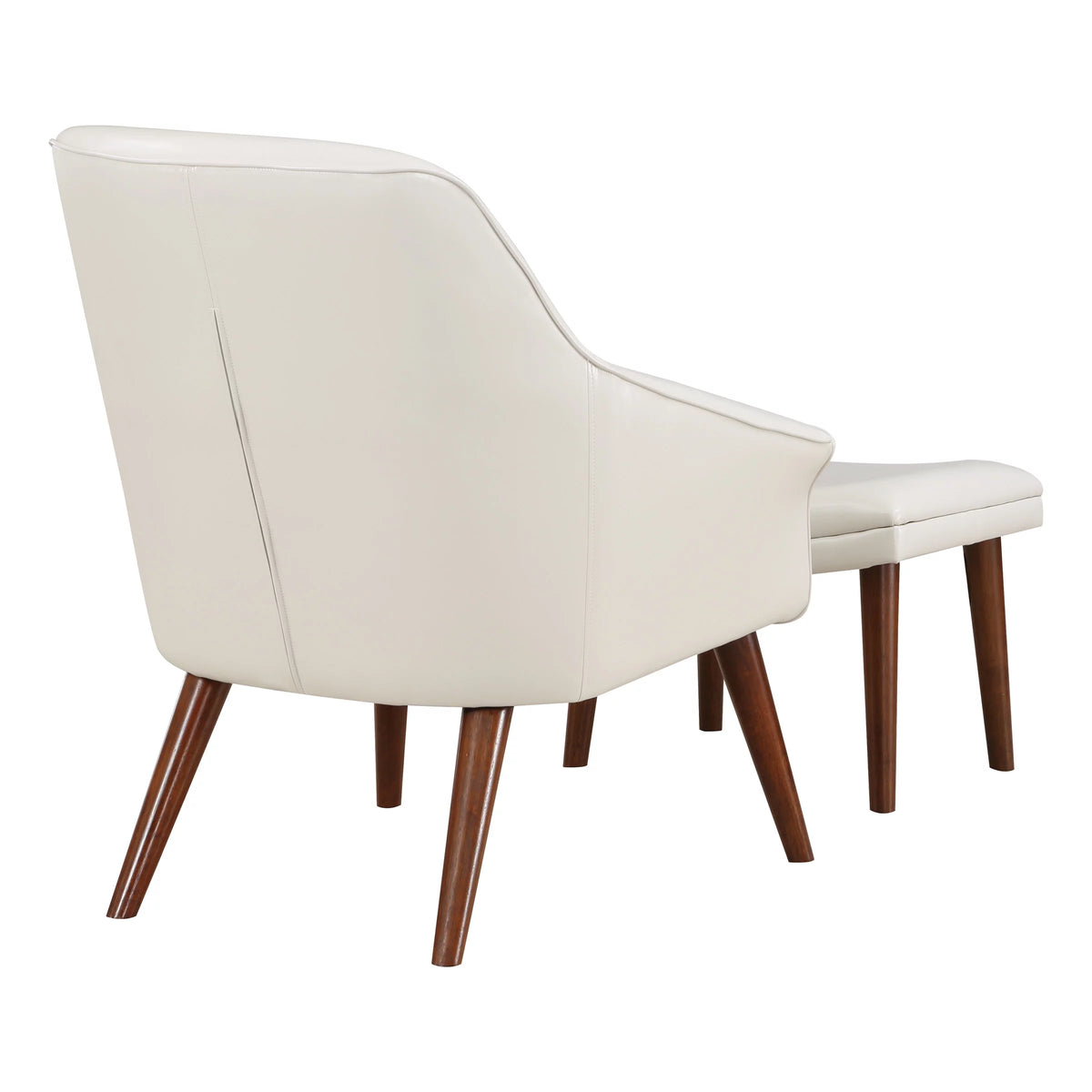 Cream Faux Leather Chair and Ottoman I53288