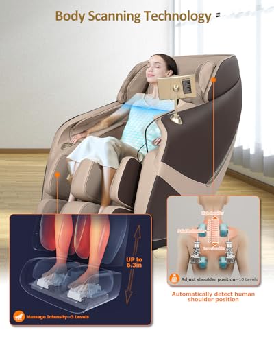 Beige Full Body Zero Gravity Shiatsu Massage Chair W321