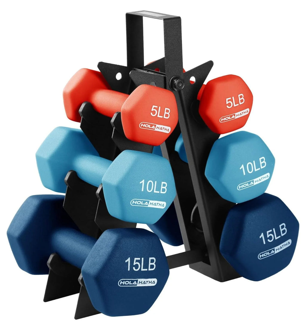 Neoprene Dumbbell Hand Weight Set with Rack E8525