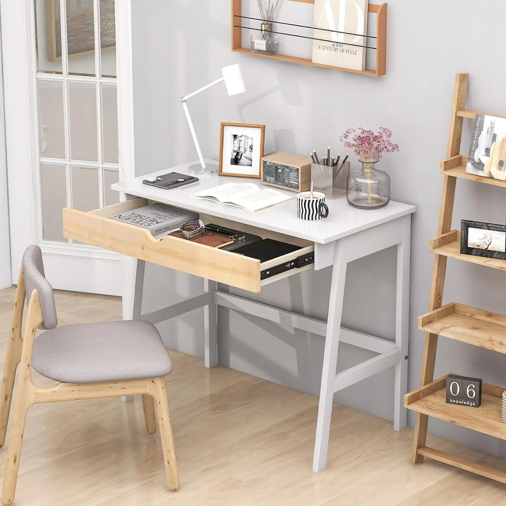 White Computer Desk with Drawer O99156