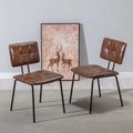 Faux Leather Upholstered Dining Chairs Set of 2 with Metal Legs T74396