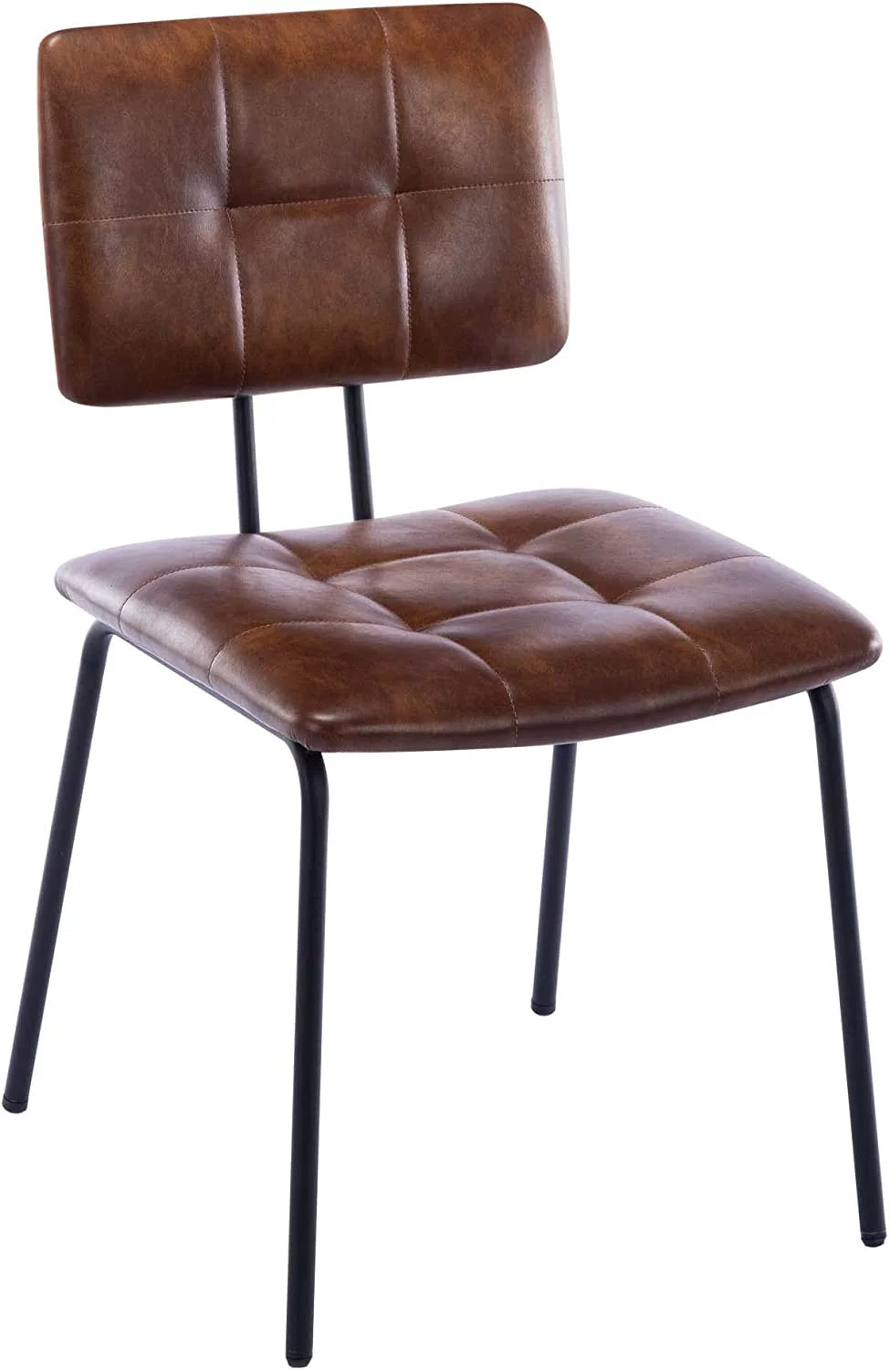 Faux Leather Upholstered Dining Chairs Set of 2 with Metal Legs T74396