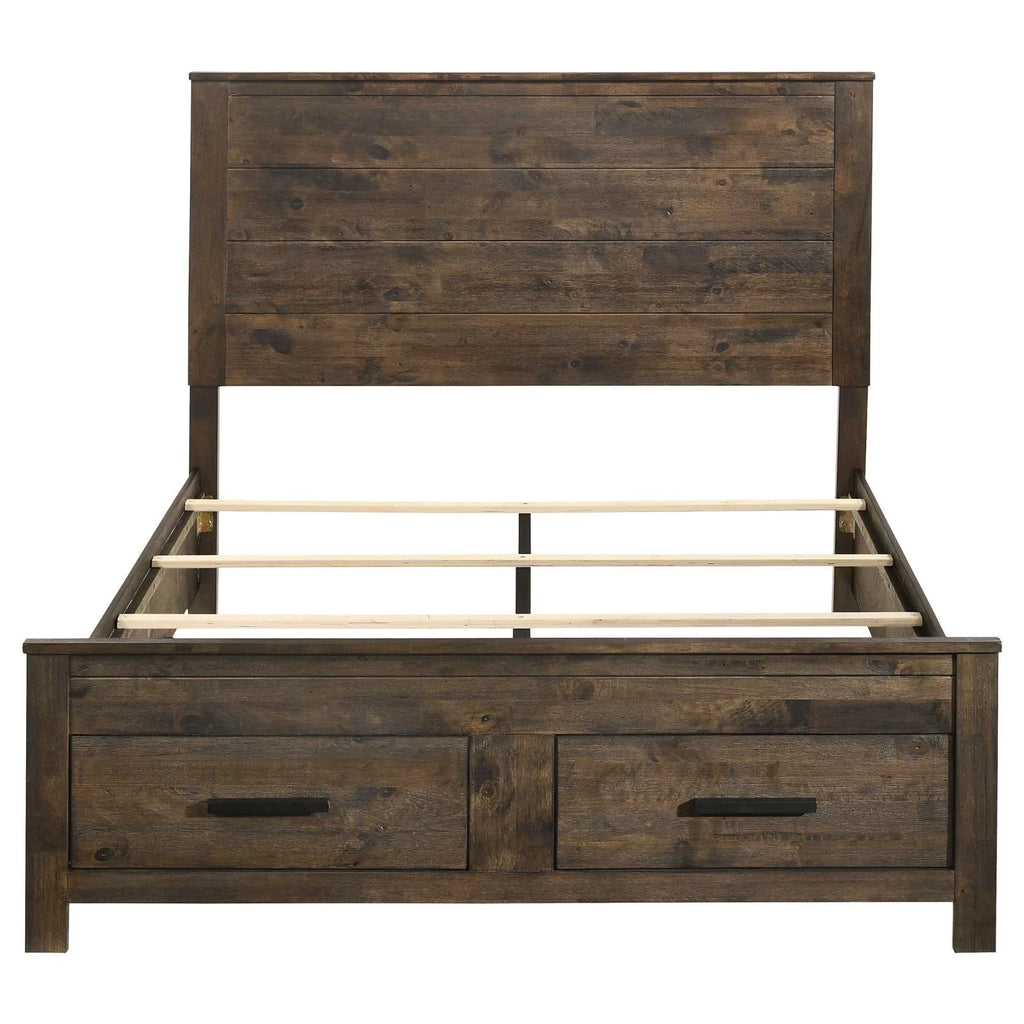 King Storage Bed Rustic Golden Brown W83573