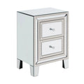 Mirrored Side End Table Nightstand with 2 Drawers E247