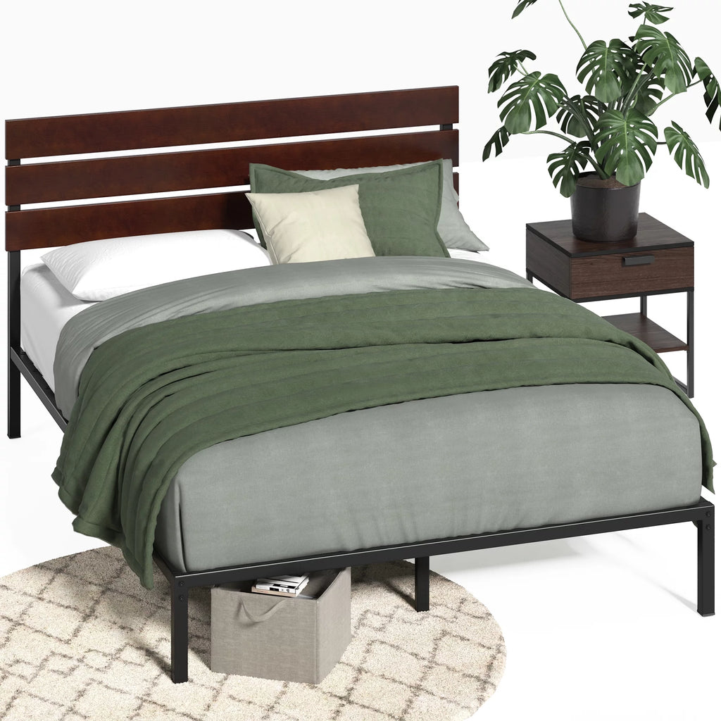 Queen Bamboo and Metal Platform Bed Frame U36230