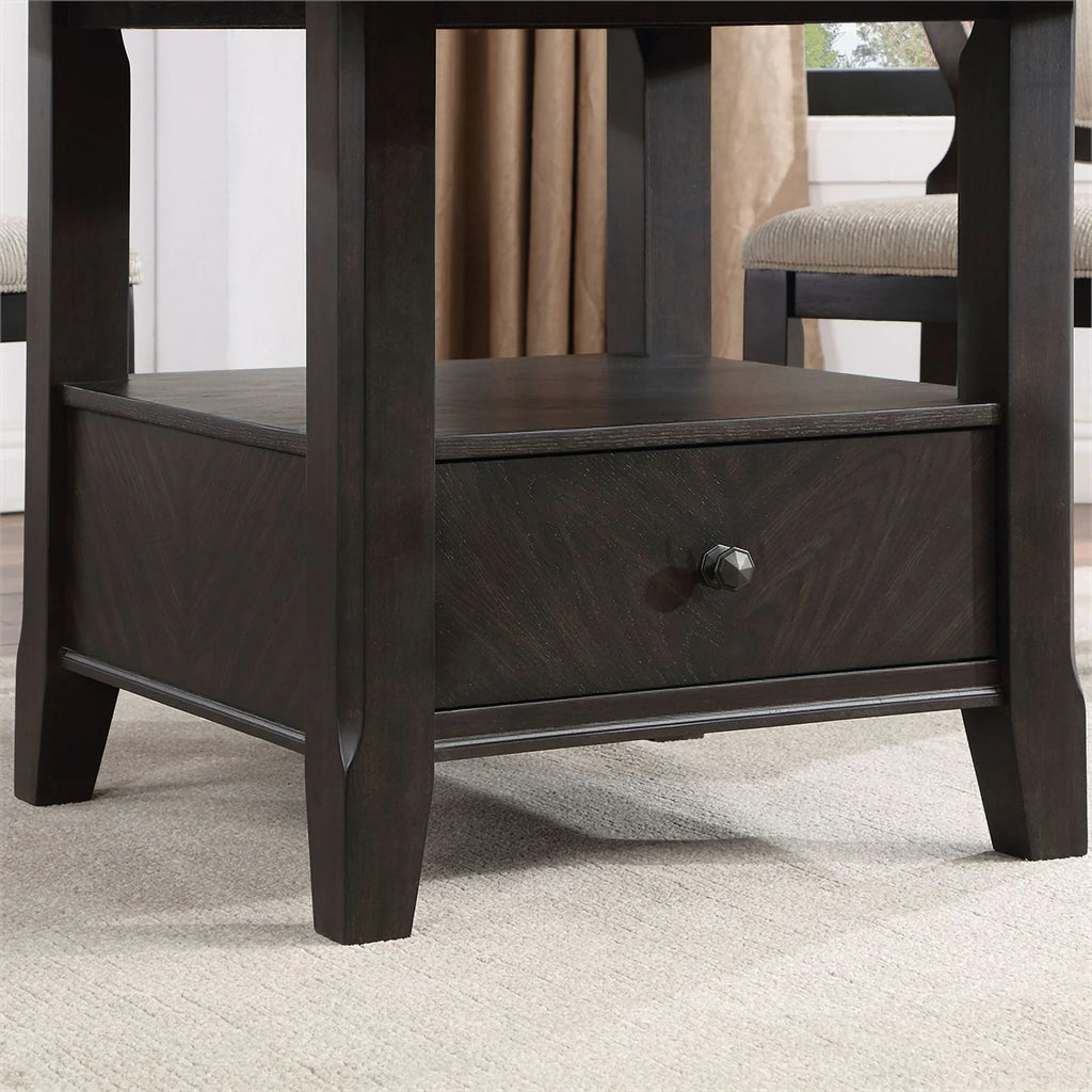 Round Wood Dining Table with Bottom Shelf O3140